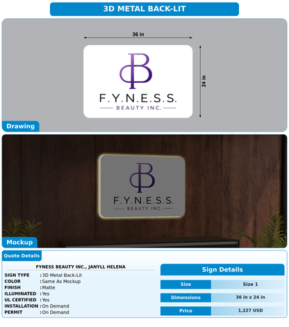 CUSTOM MOCKUP SIGN FOR FYNESS Beauty Inc., Janyll Helena