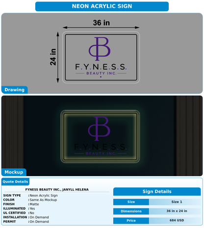 CUSTOM MOCKUP SIGN FOR FYNESS Beauty Inc., Janyll Helena