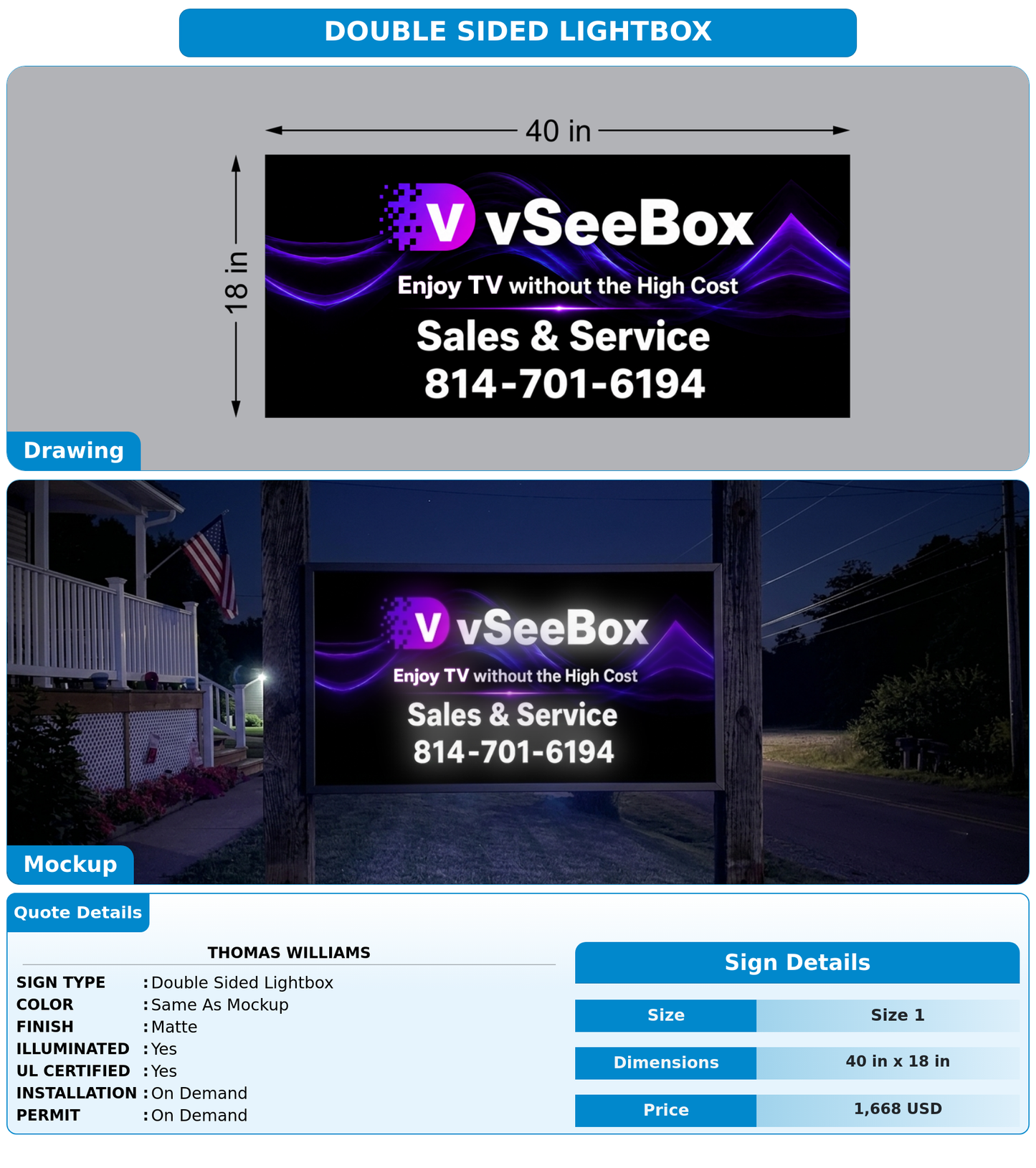 CUSTOM MOCKUP SIGN FOR THOMAS WILLIAMS