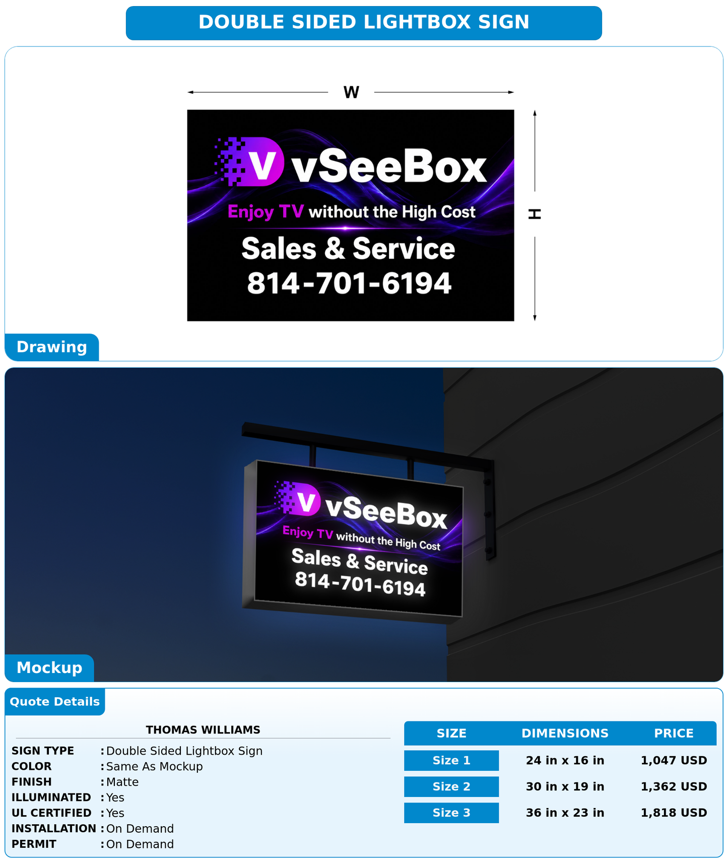 CUSTOM MOCKUP SIGN FOR THOMAS WILLIAMS