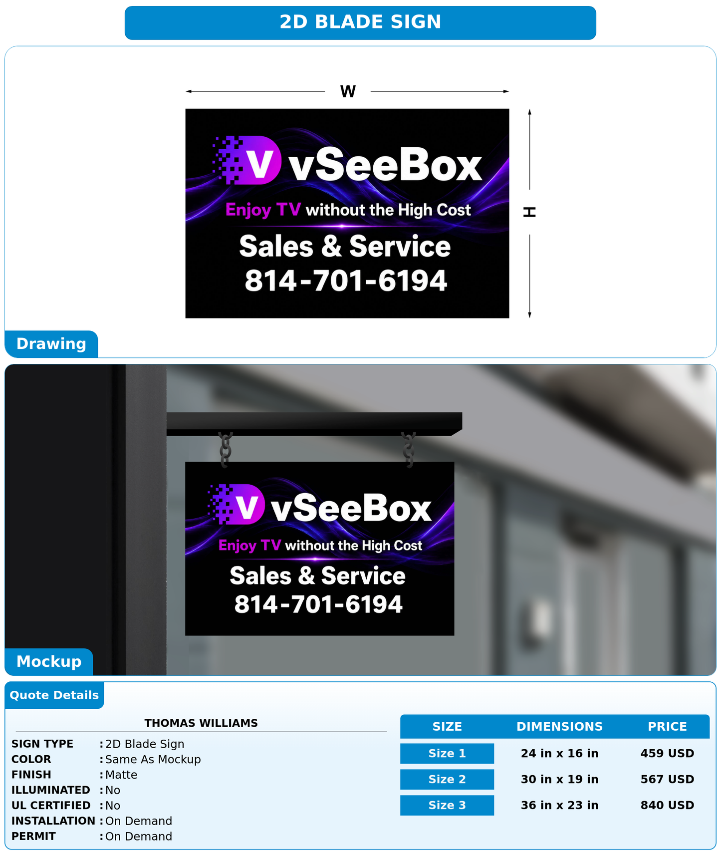 CUSTOM MOCKUP SIGN FOR THOMAS WILLIAMS