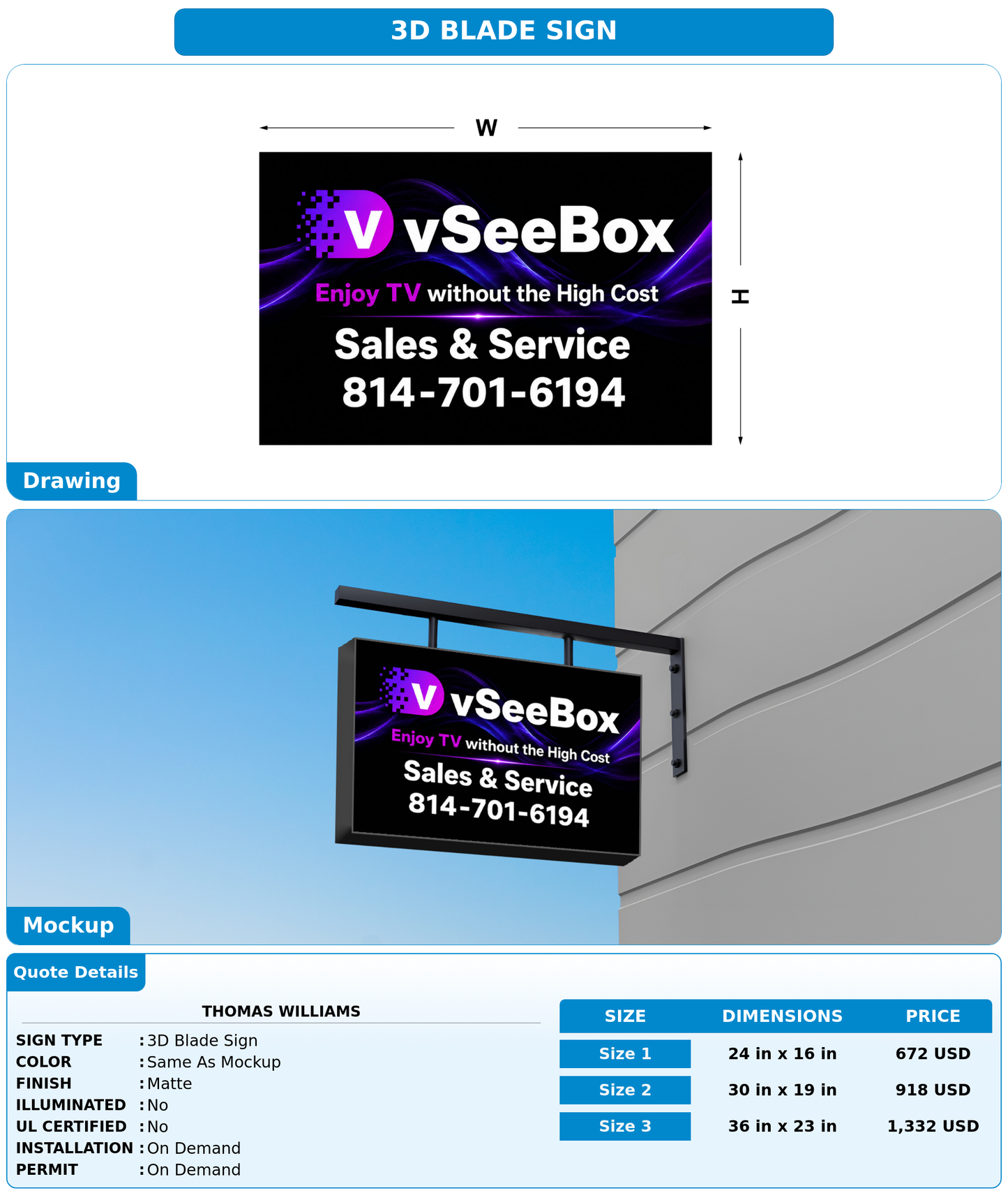 CUSTOM MOCKUP SIGN FOR THOMAS WILLIAMS