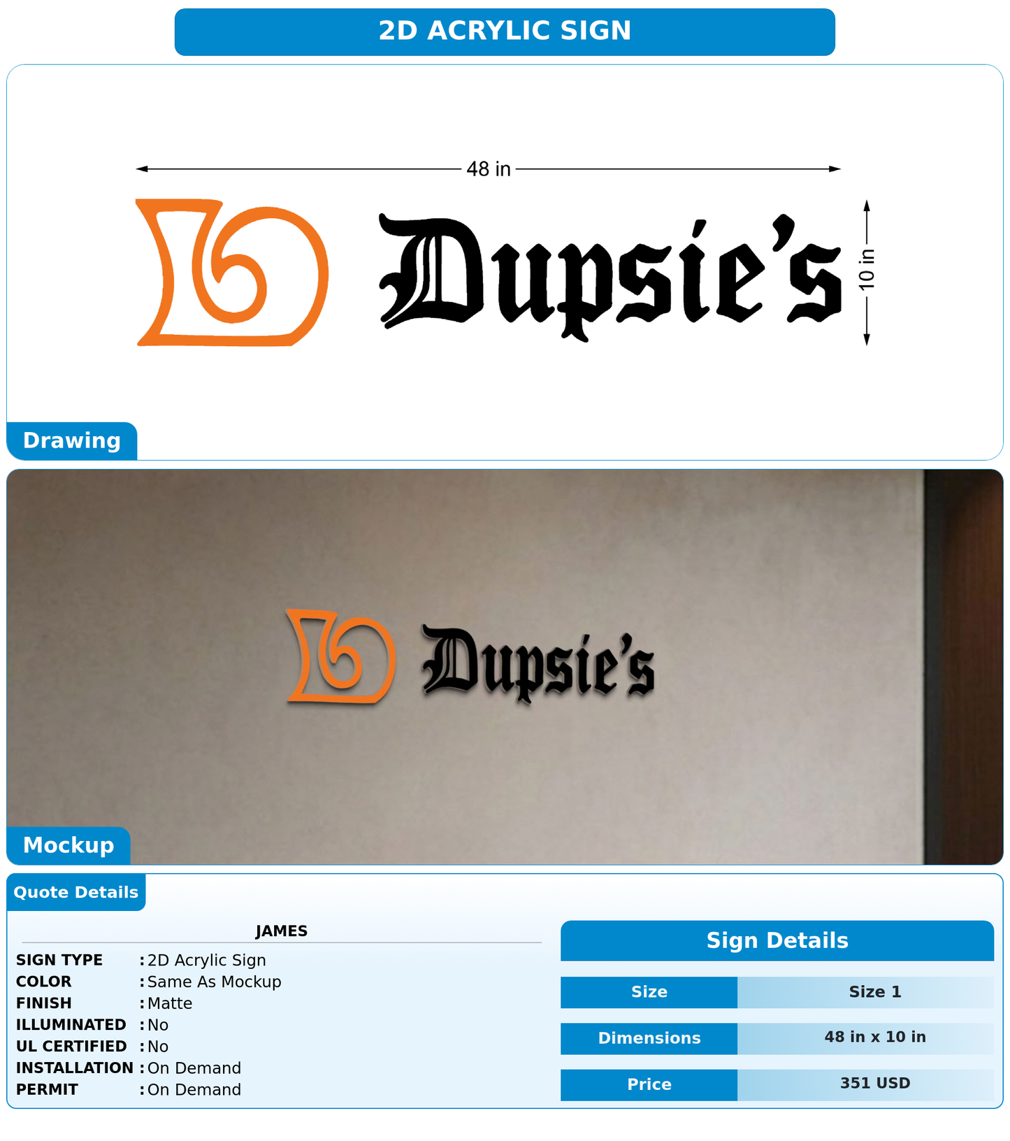 CUSTOM MOCKUP SIGN FOR James