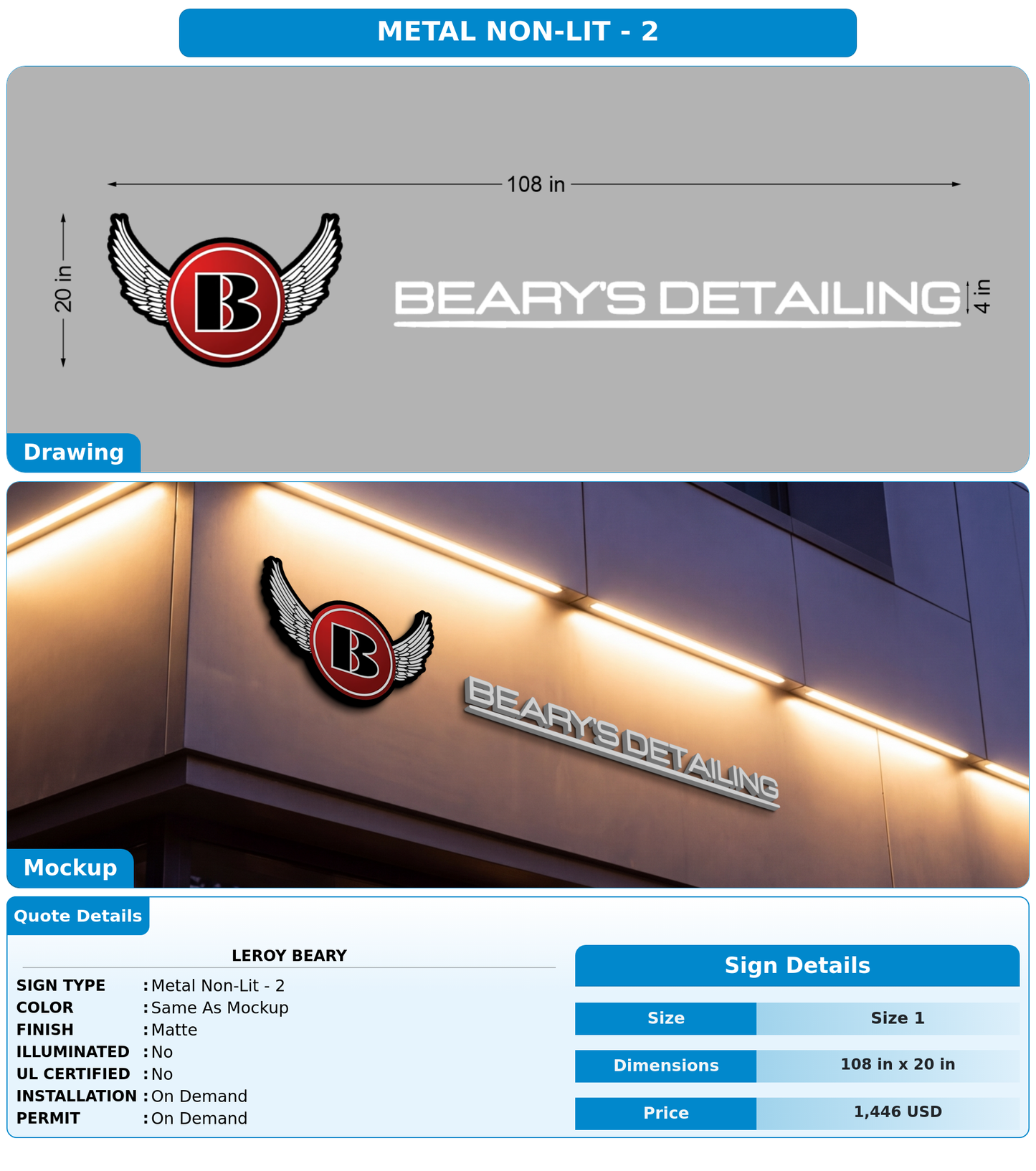 CUSTOM MOCKUP SIGN FOR LeRoy Beary