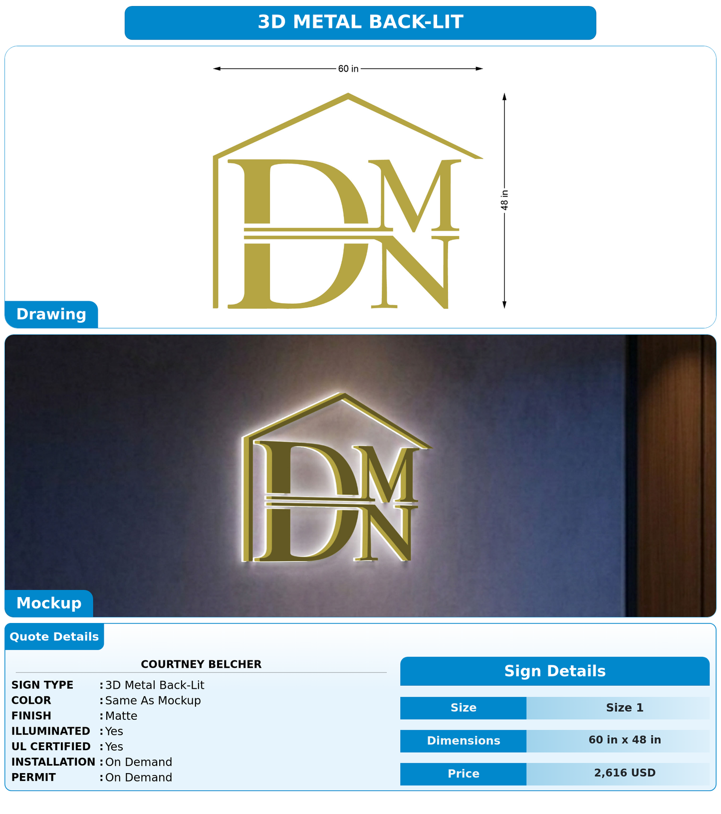 CUSTOM MOCKUP SIGN FOR Courtney Belcher