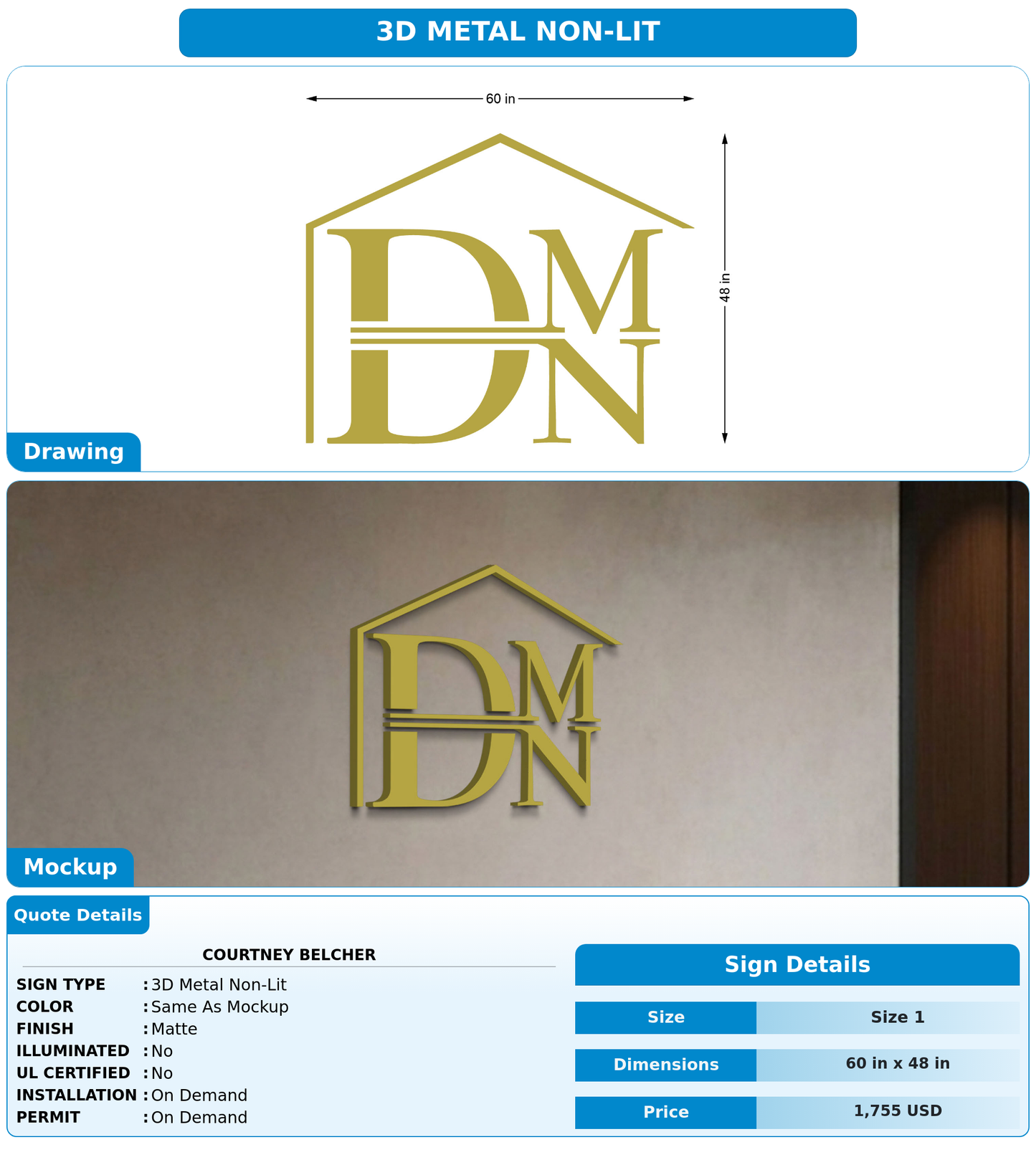CUSTOM MOCKUP SIGN FOR Courtney Belcher