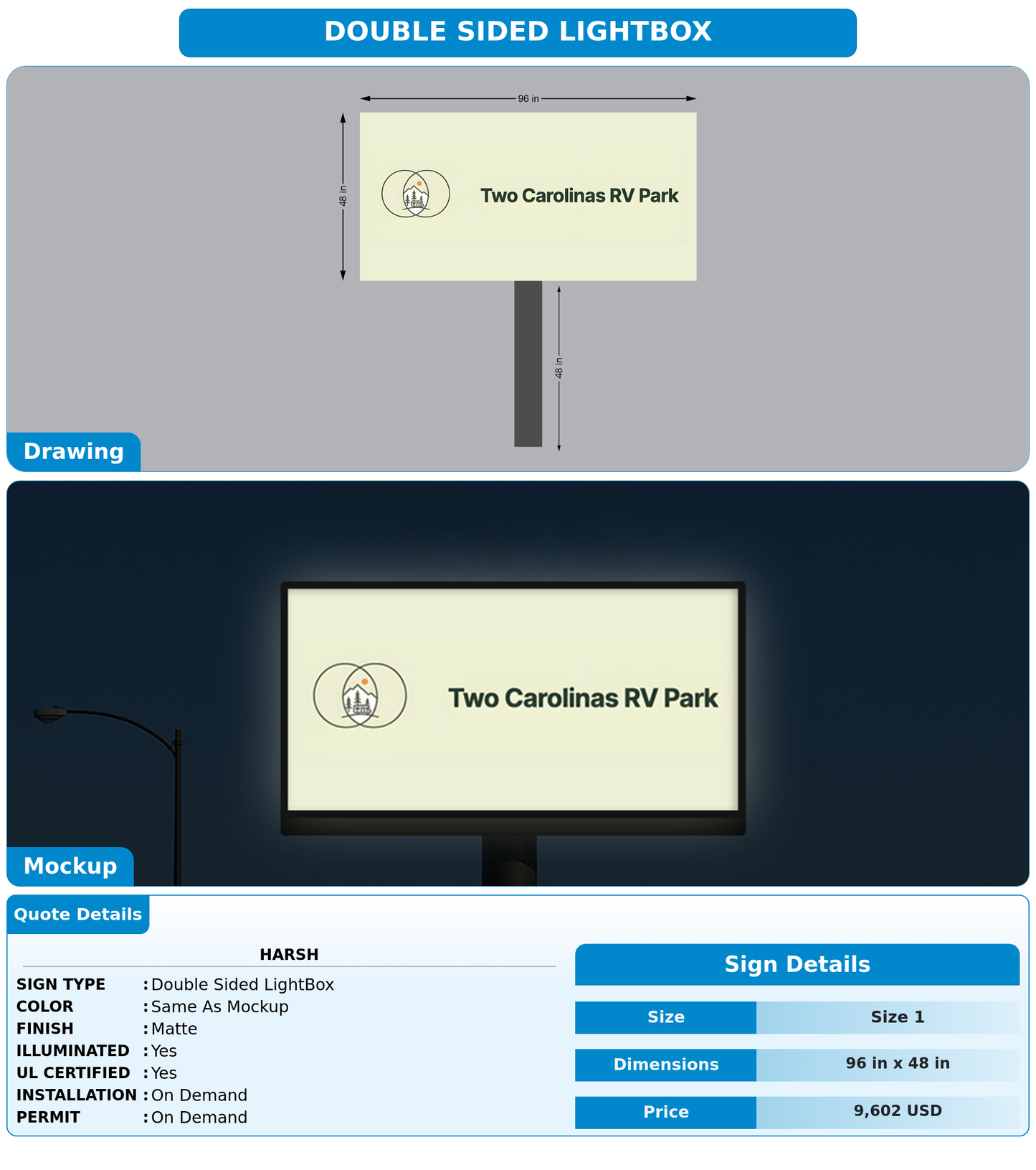 CUSTOM MOCKUP SIGN FOR Harsh