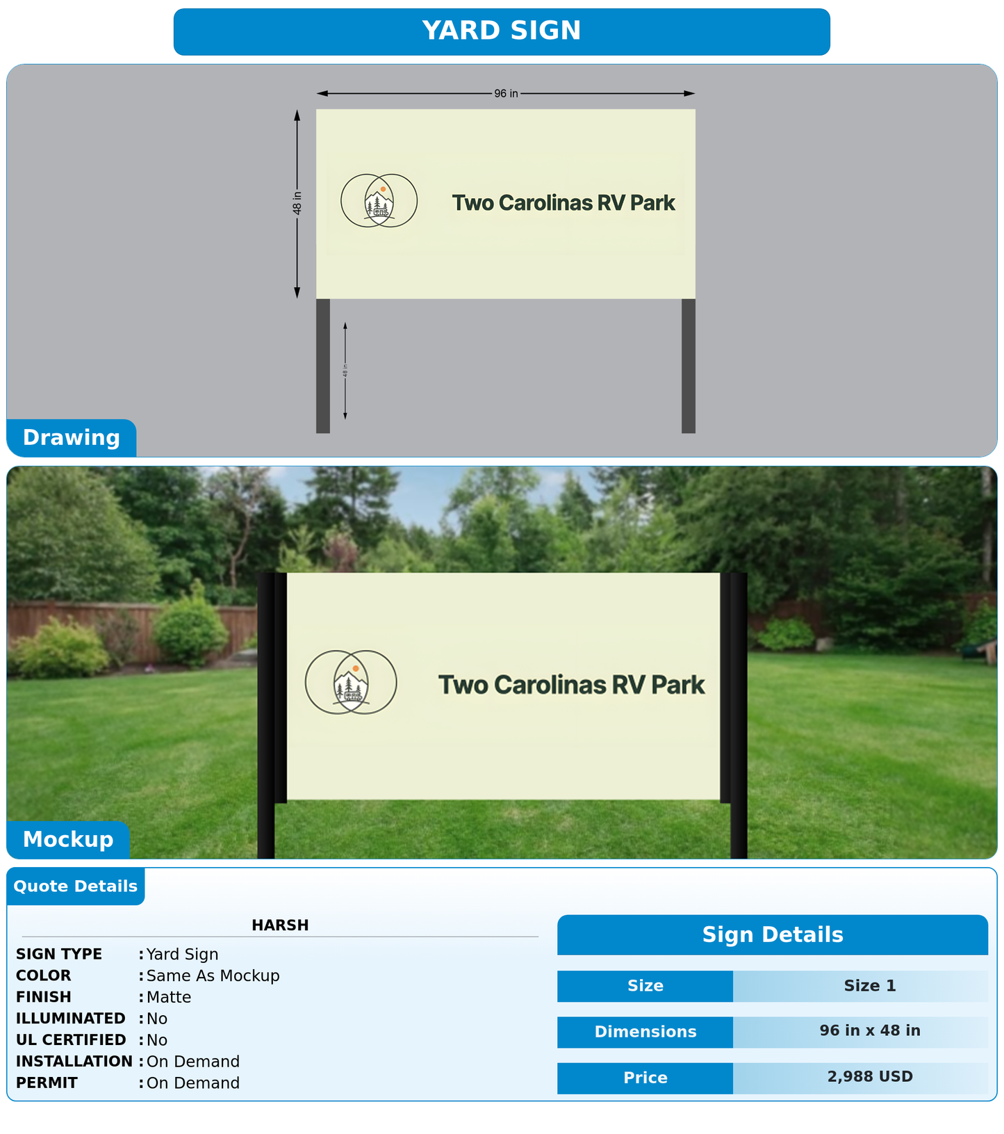 CUSTOM MOCKUP SIGN FOR Harsh