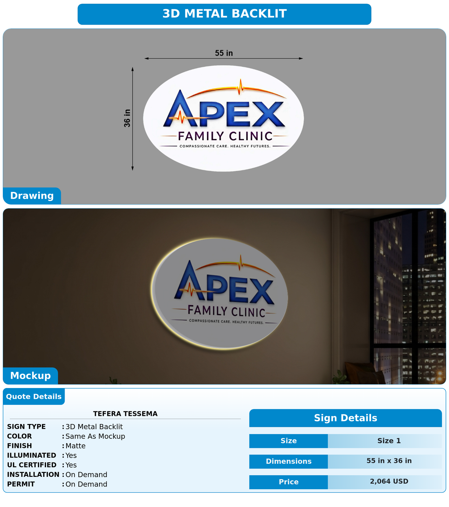 CUSTOM MOCKUP SIGN FOR Tefera Tessema