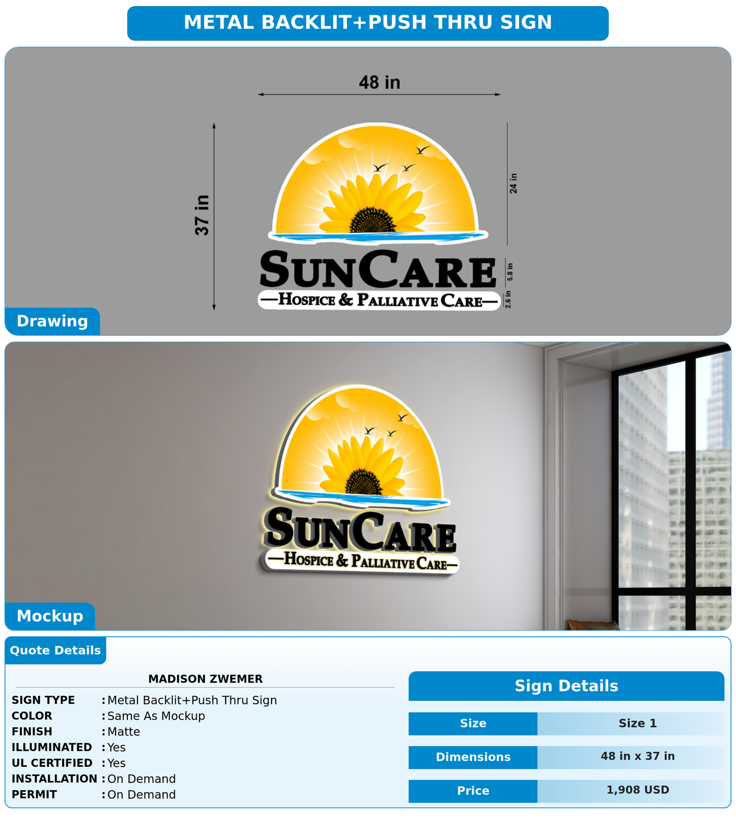 CUSTOM MOCKUP SIGN FOR Madison Zwemer