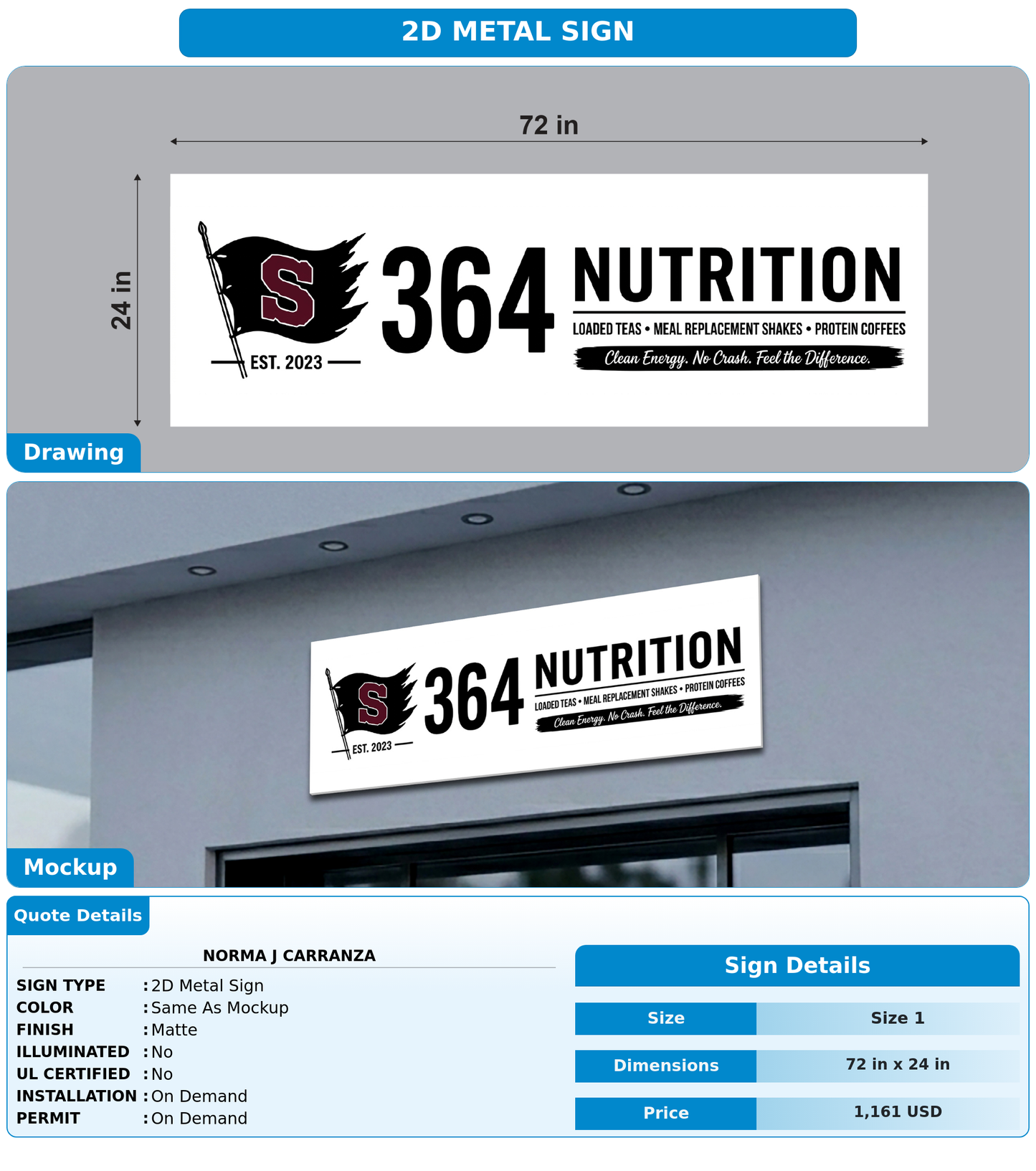 CUSTOM MOCKUP SIGN FOR Norma J Carranza
