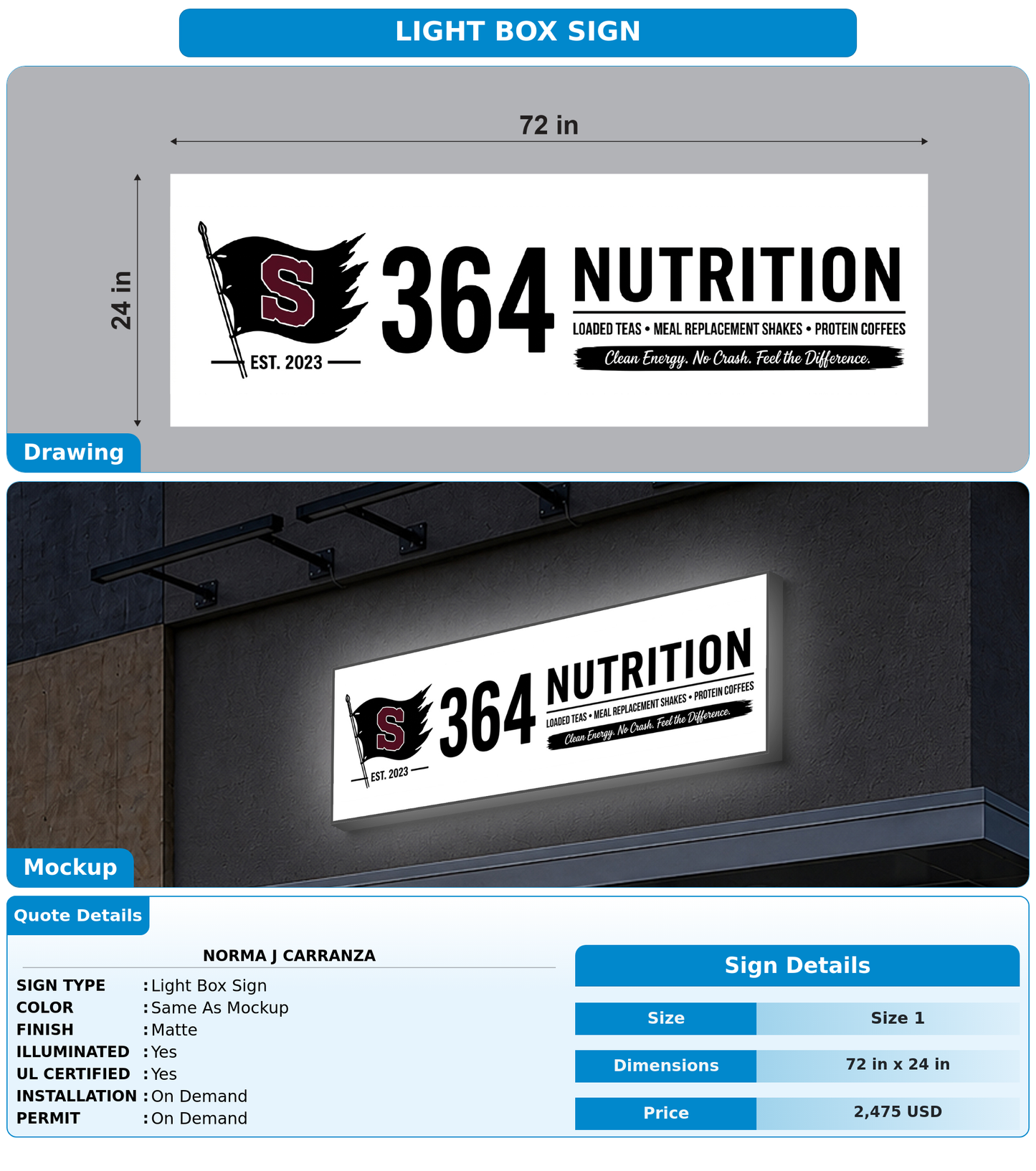 CUSTOM MOCKUP SIGN FOR Norma J Carranza