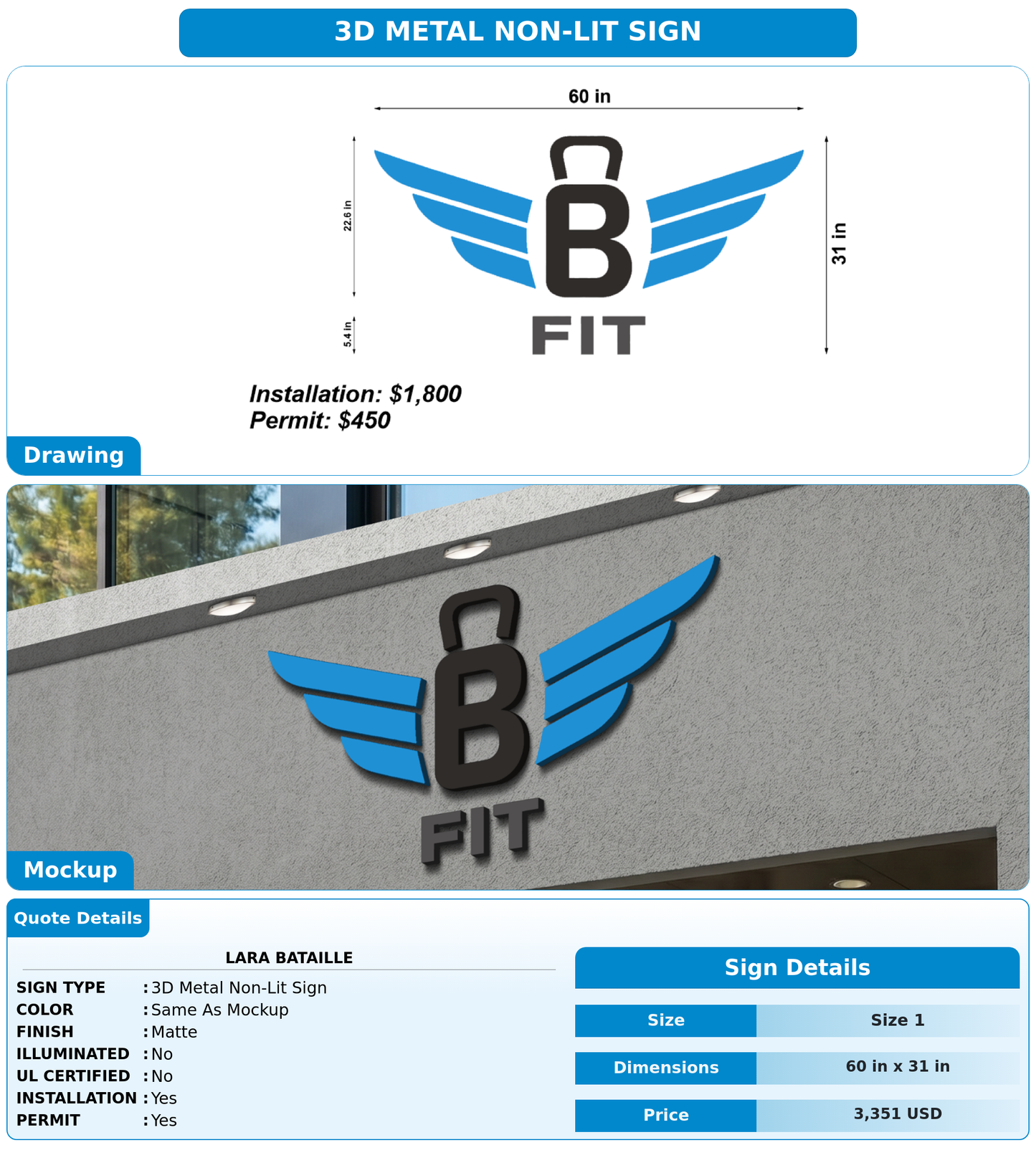CUSTOM MOCKUP SIGN FOR Lara Bataille