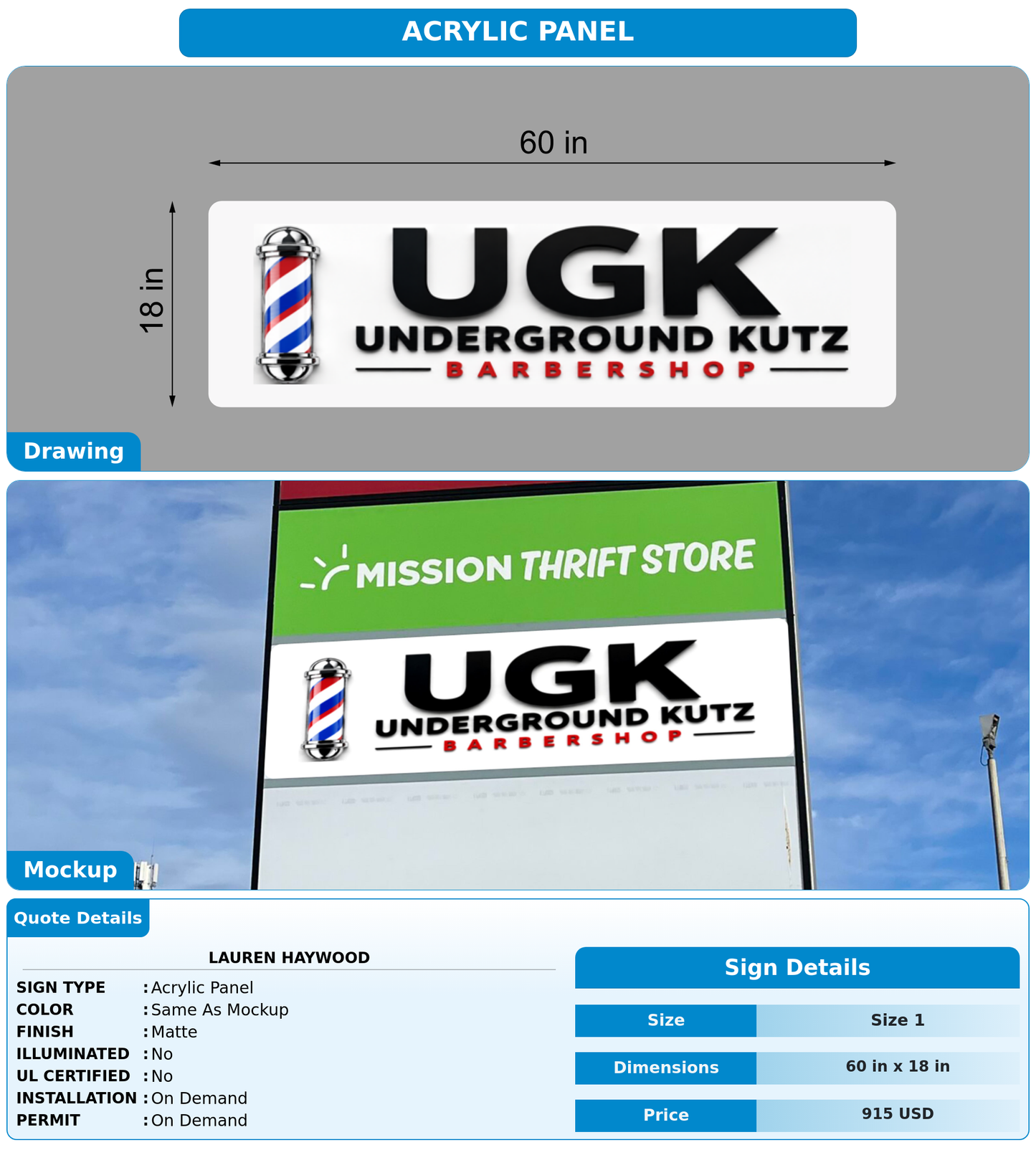 CUSTOM MOCKUP SIGN FOR lauren Haywood