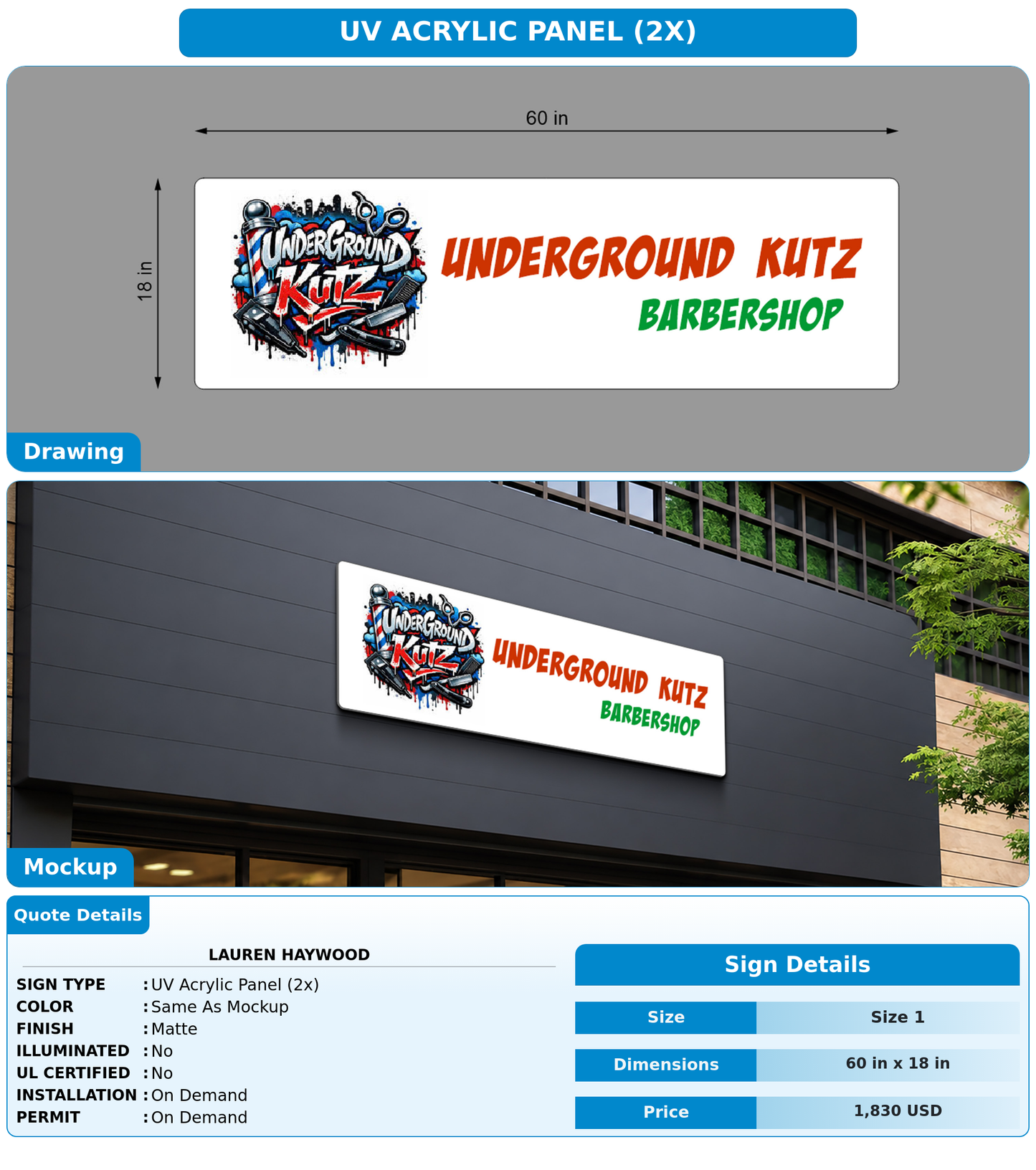 CUSTOM MOCKUP SIGN FOR lauren Haywood