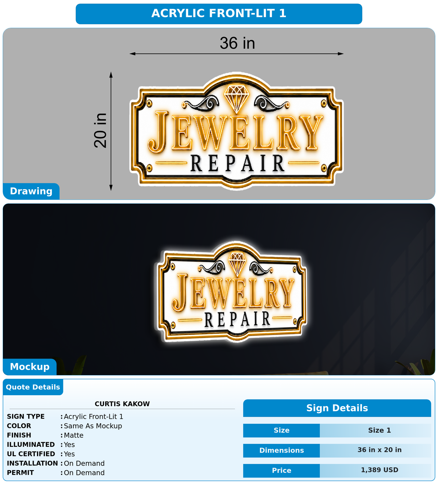 CUSTOM MOCKUP SIGN FOR Curtis Kakow
