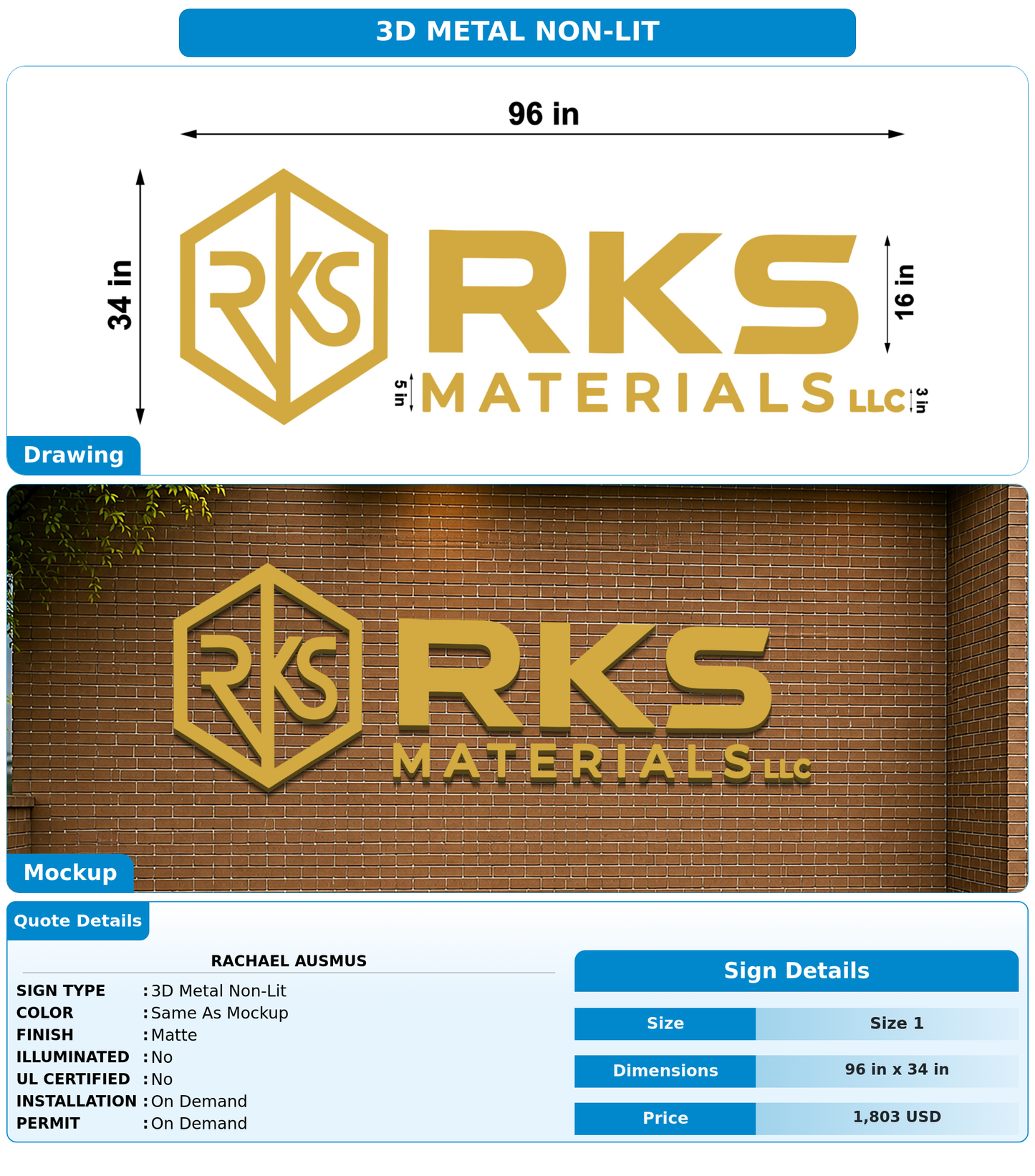 CUSTOM MOCKUP SIGN FOR Rachael Ausmus