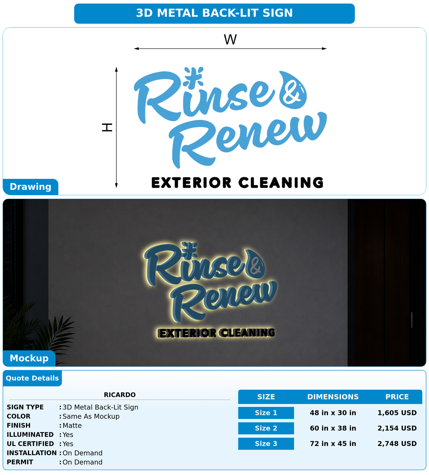 CUSTOM MOCKUP SIGN FOR Ricardo