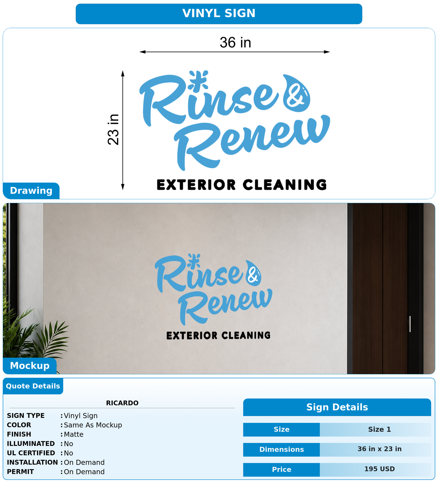 CUSTOM MOCKUP SIGN FOR Ricardo