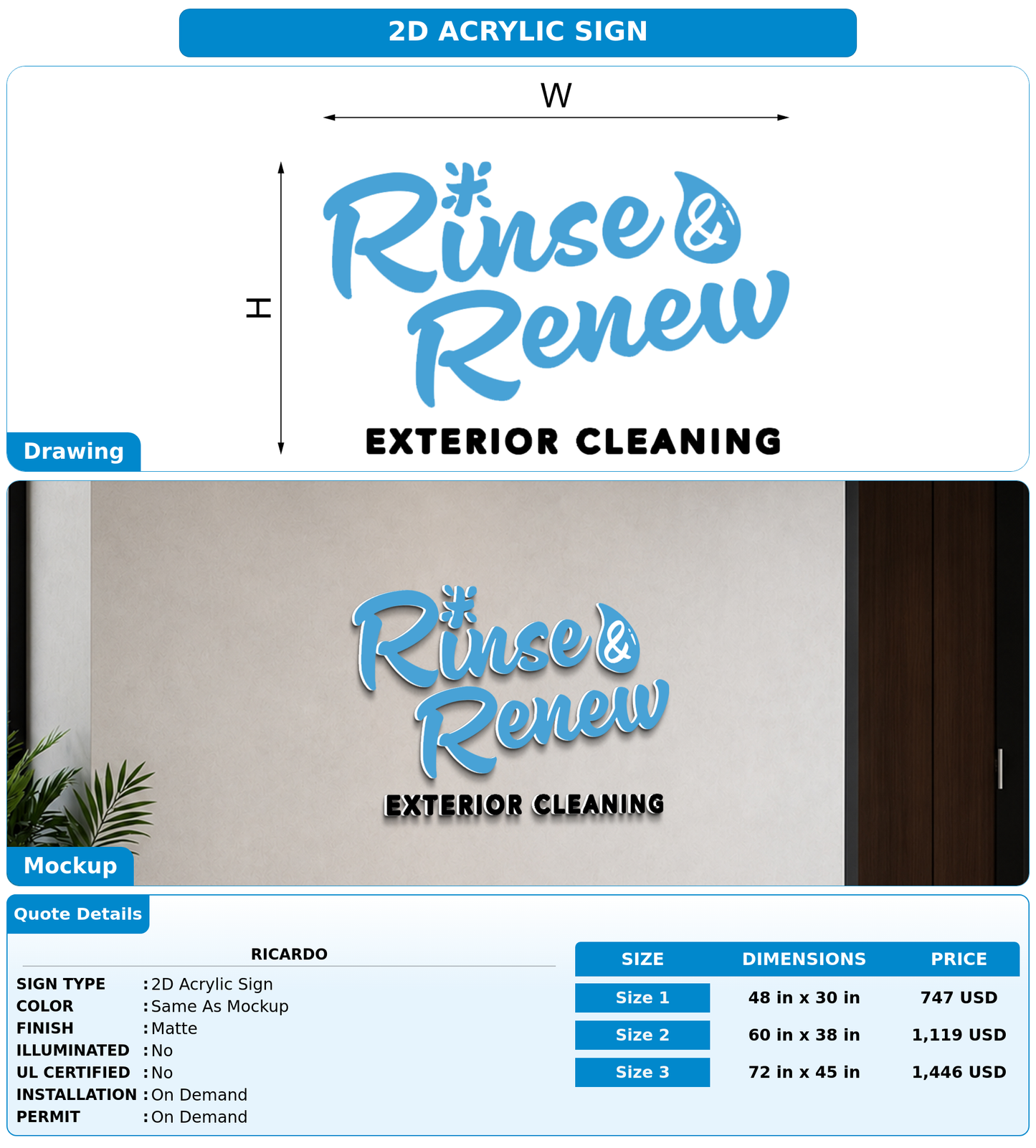 CUSTOM MOCKUP SIGN FOR Ricardo