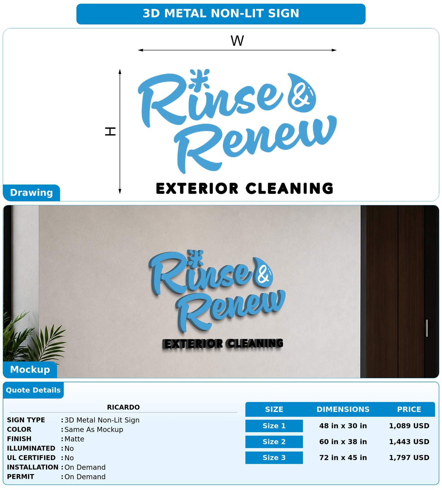 CUSTOM MOCKUP SIGN FOR Ricardo
