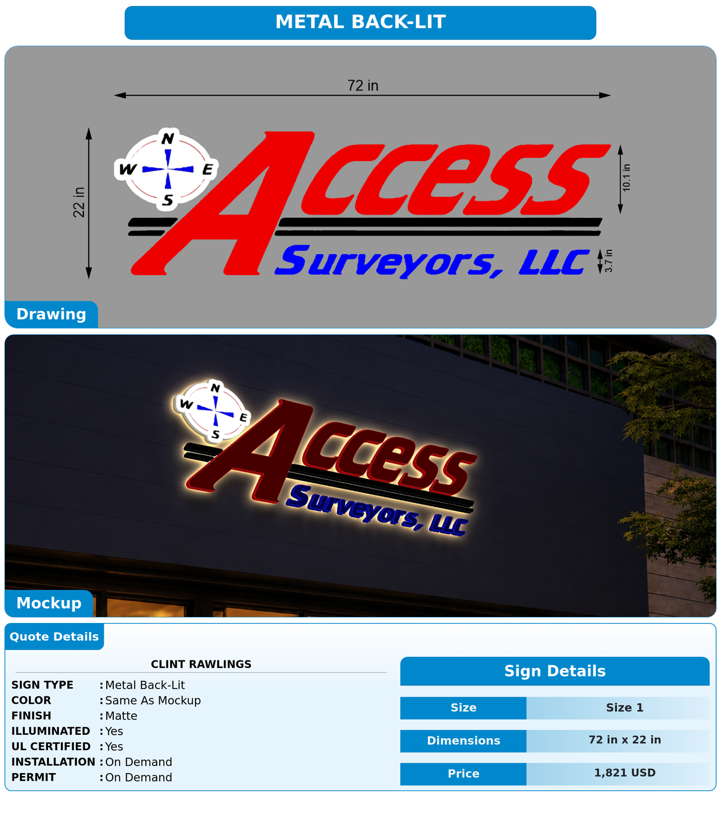 CUSTOM MOCKUP SIGN FOR clint Rawlings