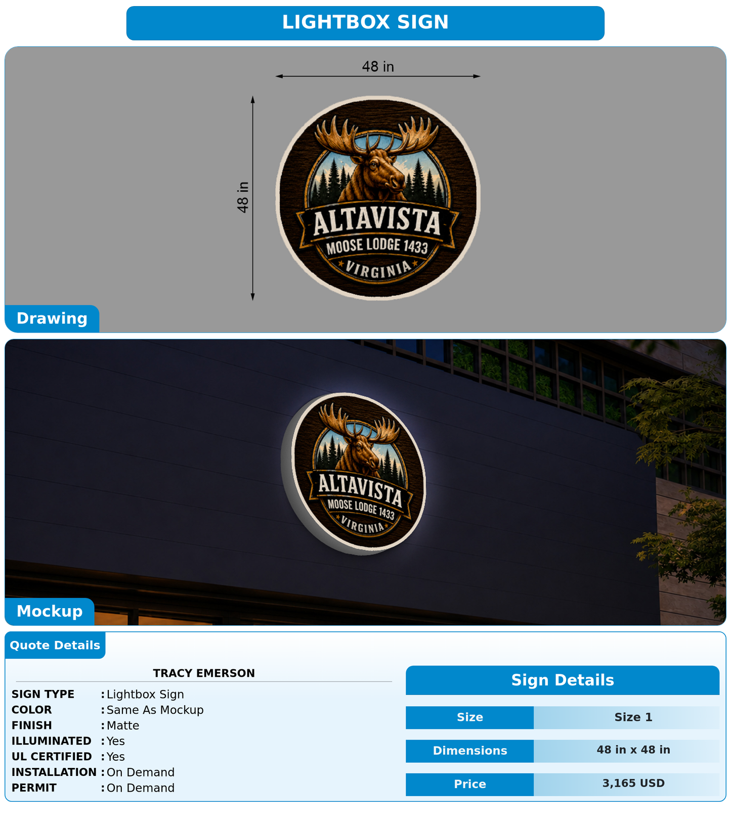 CUSTOM MOCKUP SIGN FOR Tracy Emerson