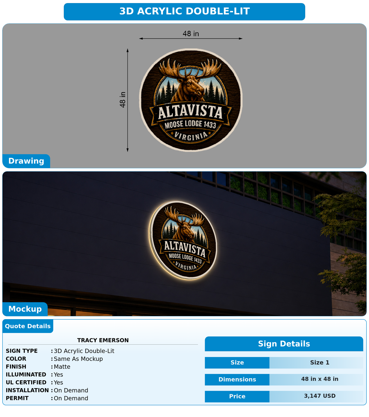 CUSTOM MOCKUP SIGN FOR Tracy Emerson