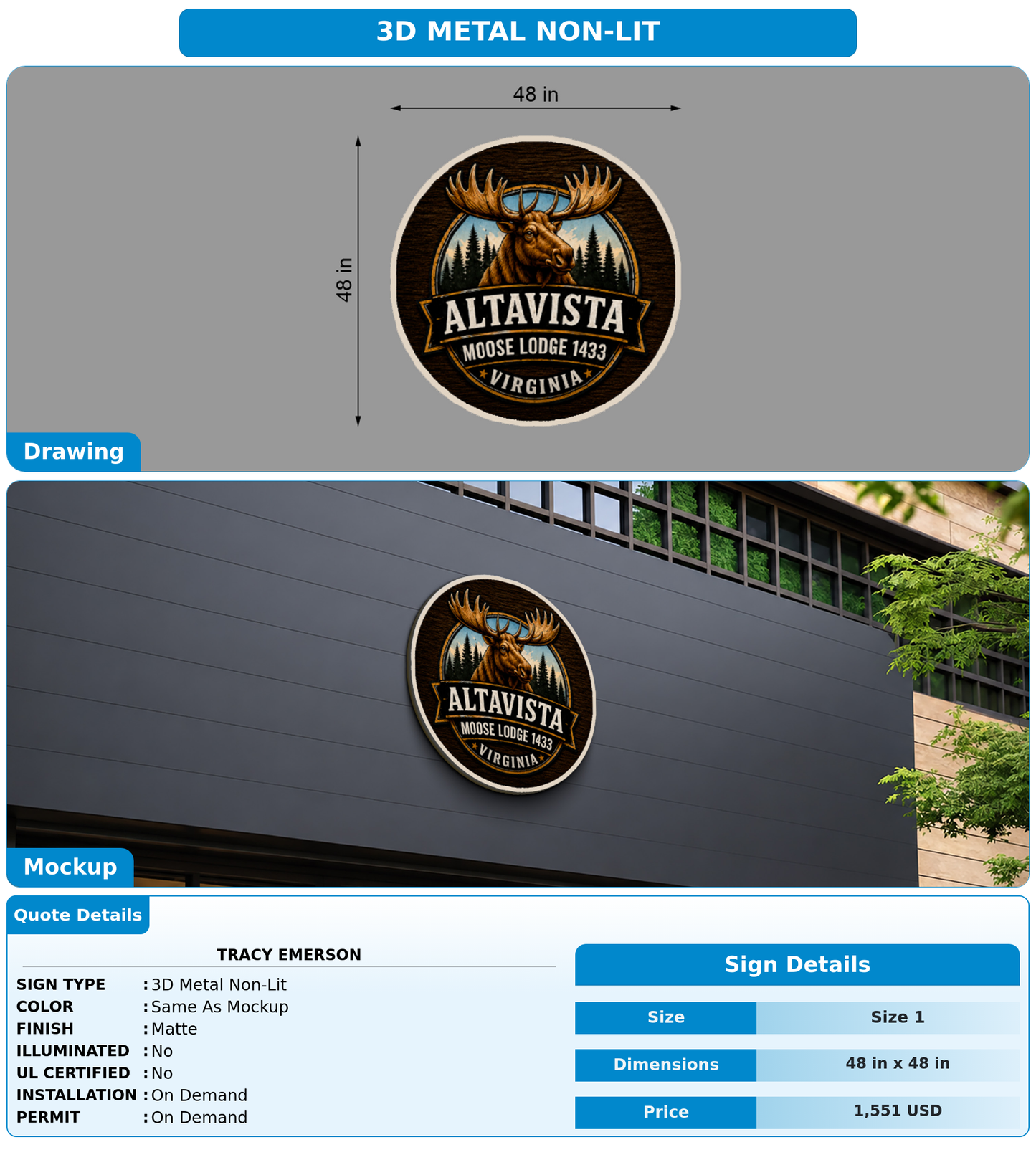CUSTOM MOCKUP SIGN FOR Tracy Emerson