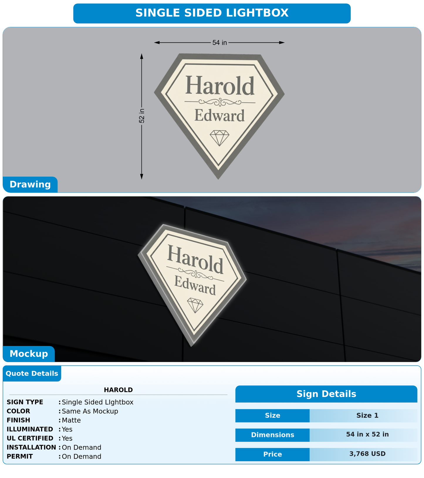 CUSTOM MOCKUP SIGN FOR Harold