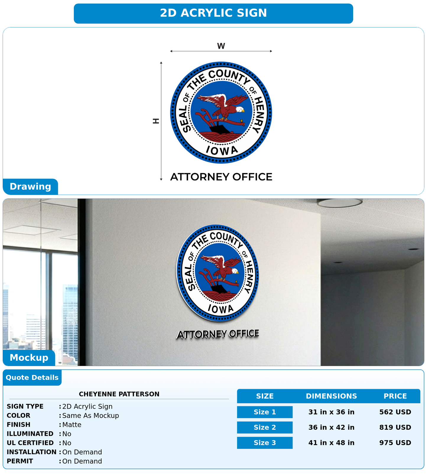 CUSTOM MOCKUP SIGN FOR Cheyenne Patterson
