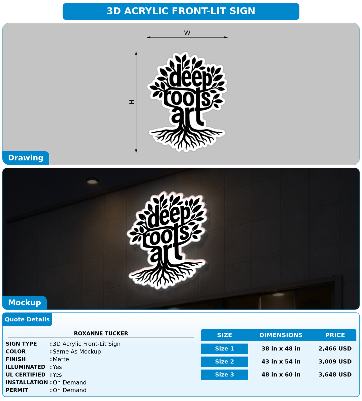 CUSTOM MOCKUP SIGN FOR Roxanne Tucker