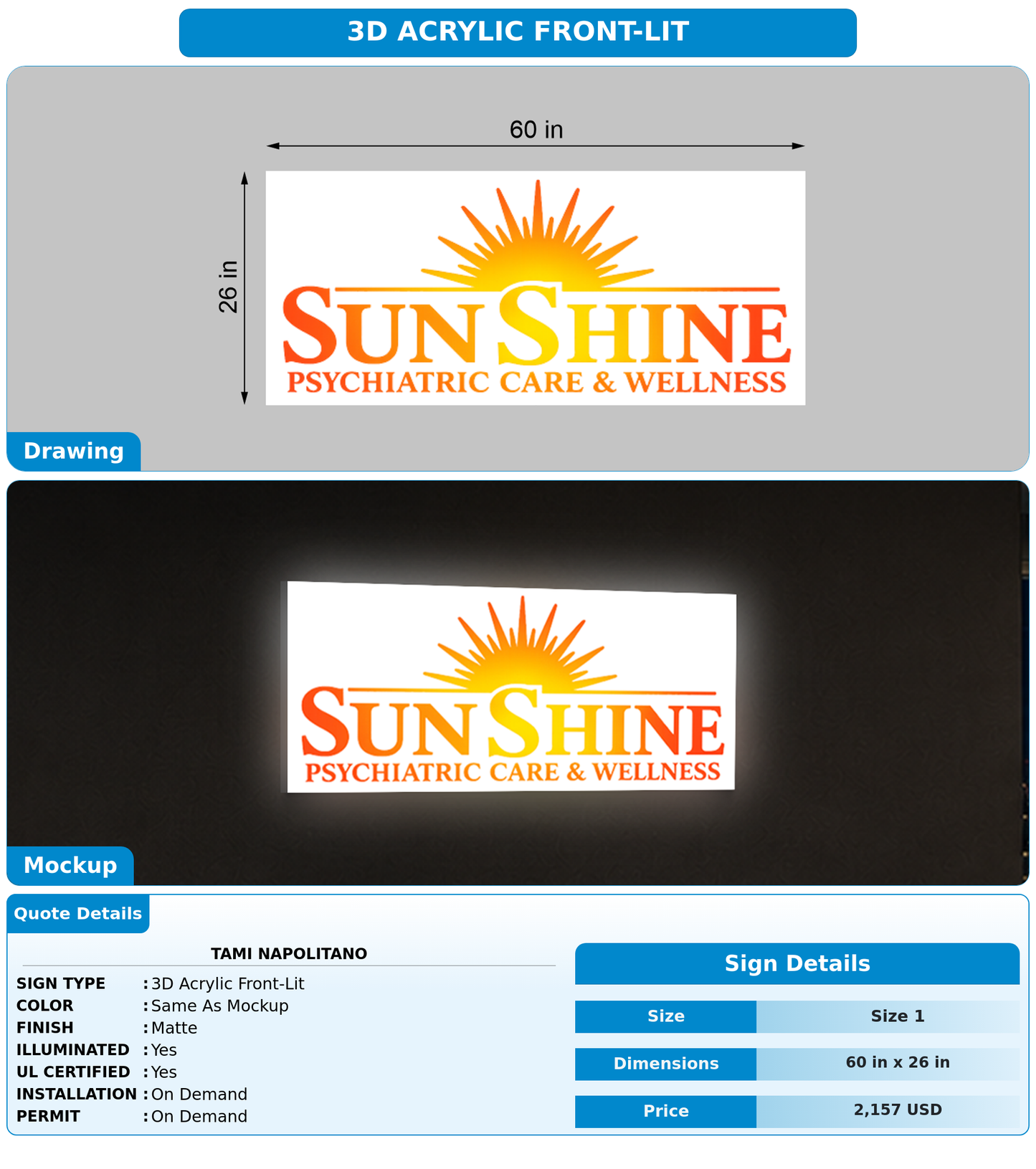CUSTOM MOCKUP SIGN FOR Tami Napolitano