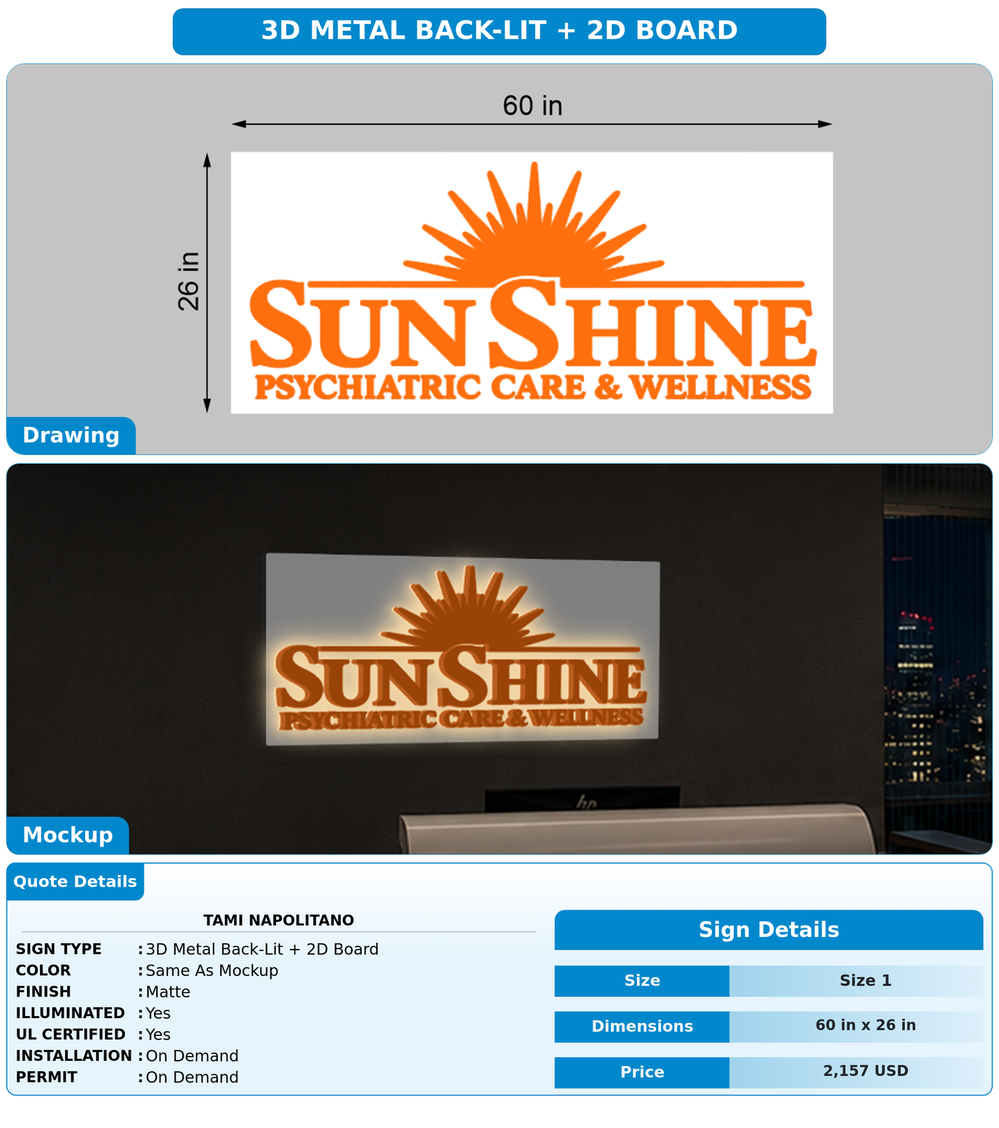 CUSTOM MOCKUP SIGN FOR Tami Napolitano