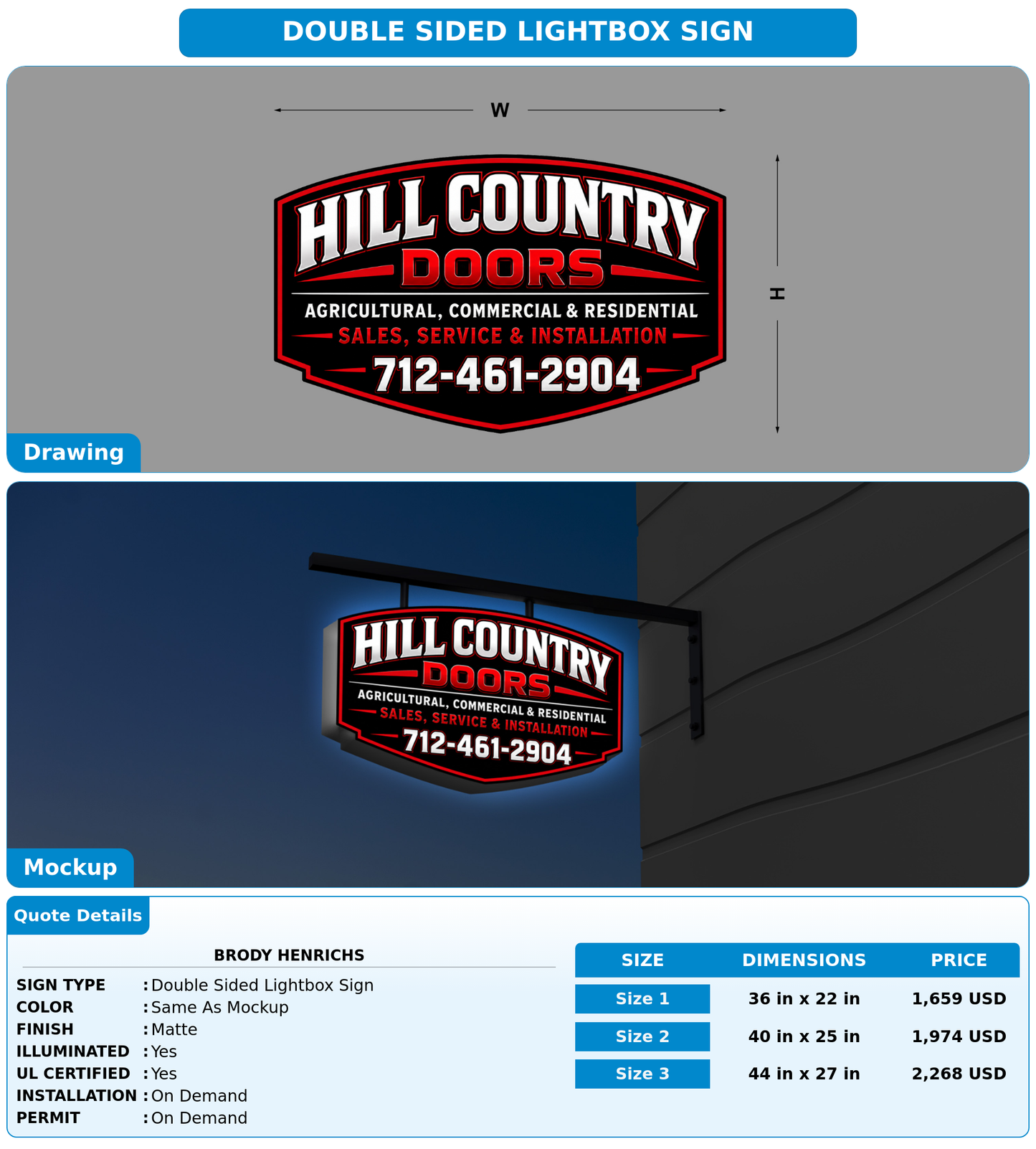 CUSTOM MOCKUP SIGN FOR Brody Henrichs