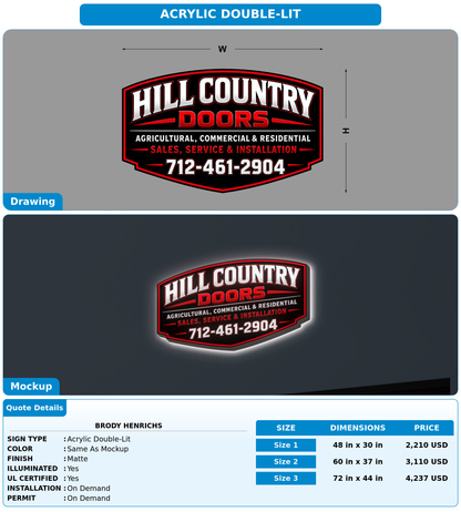 CUSTOM MOCKUP SIGN FOR Brody Henrichs