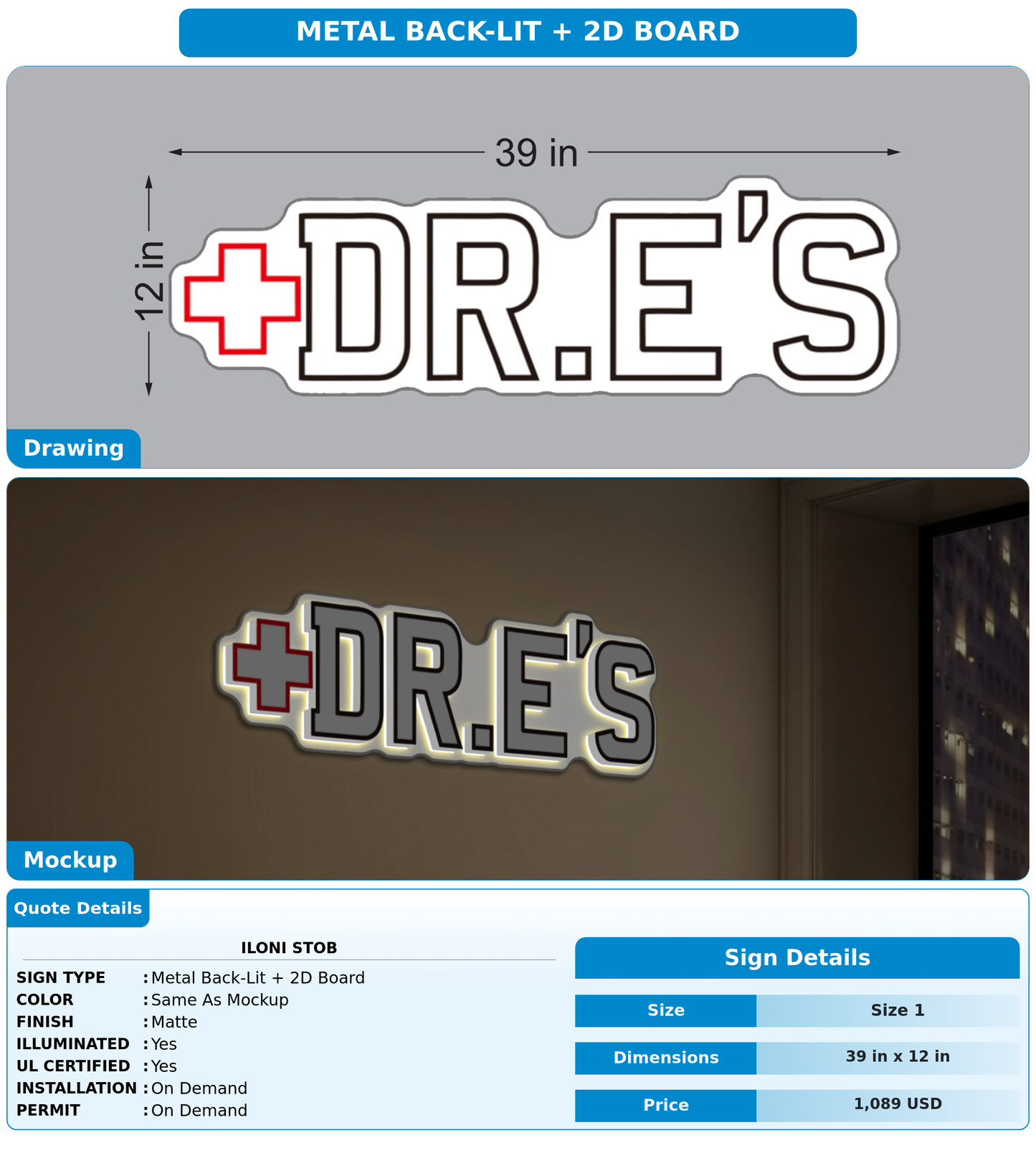 CUSTOM MOCKUP SIGN FOR Iloni Stob