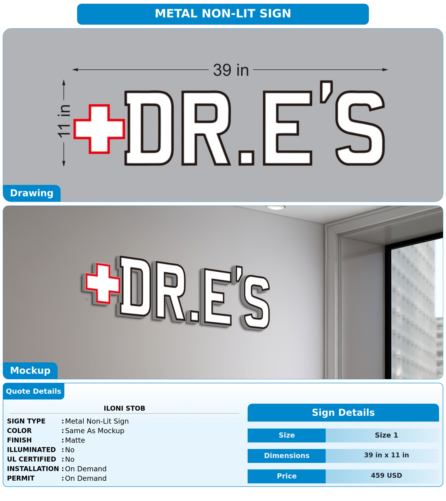 CUSTOM MOCKUP SIGN FOR Iloni Stob