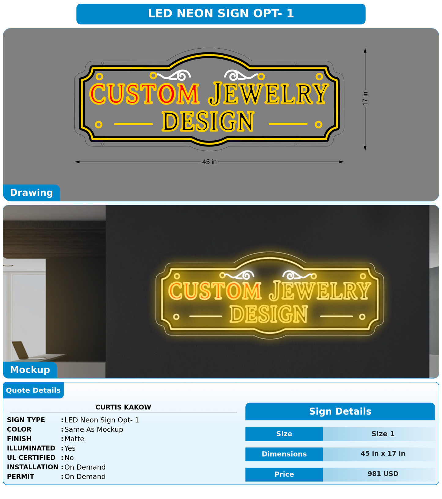 CUSTOM MOCKUP SIGN FOR Curtis Kakow