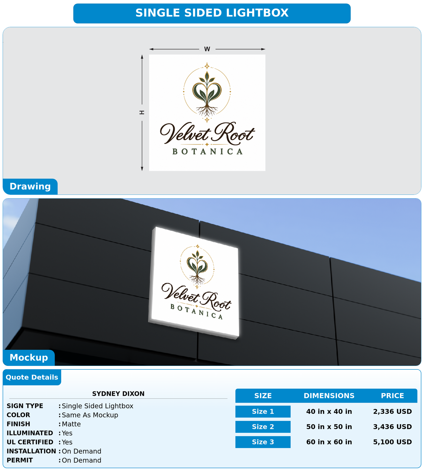 CUSTOM MOCKUP SIGN FOR Sydney Dixon