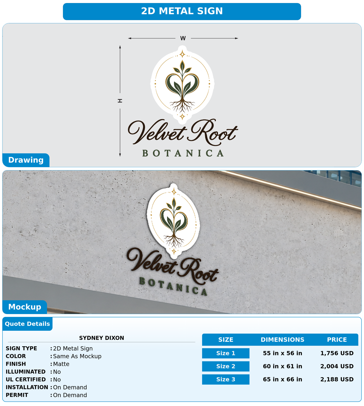CUSTOM MOCKUP SIGN FOR Sydney Dixon