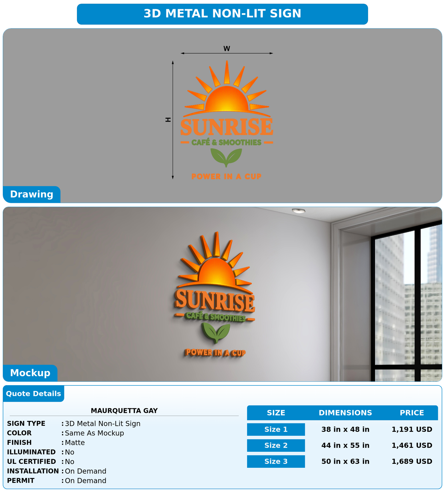 CUSTOM MOCKUP SIGN FOR Maurquetta Gay