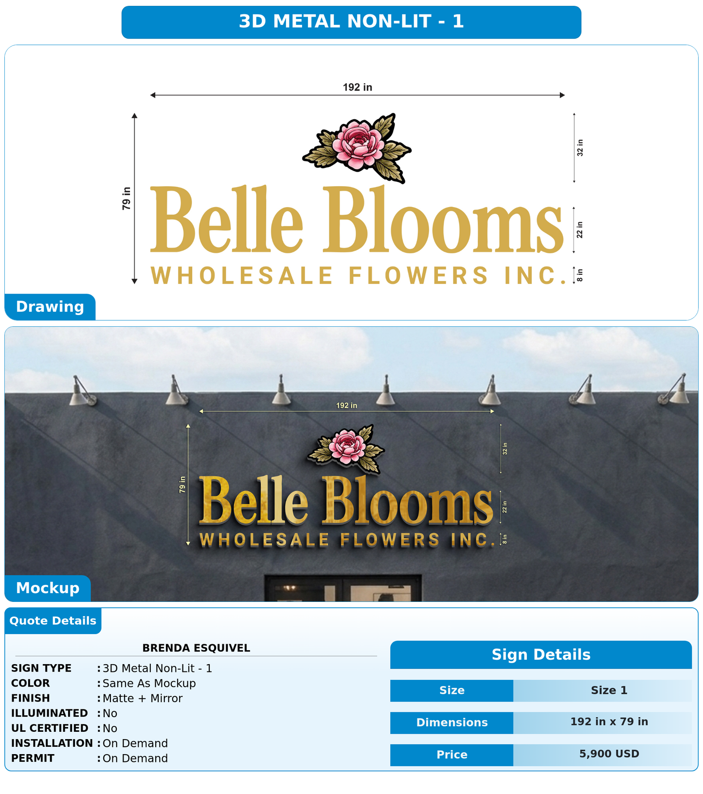 CUSTOM MOCKUP SIGN FOR Brenda Esquivel
