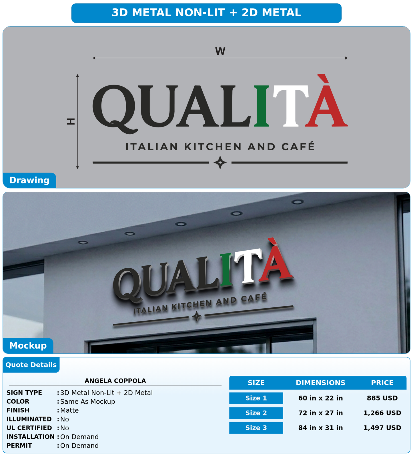 CUSTOM MOCKUP SIGN FOR Angela Coppola