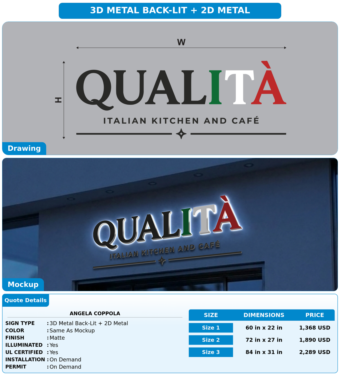 CUSTOM MOCKUP SIGN FOR Angela Coppola