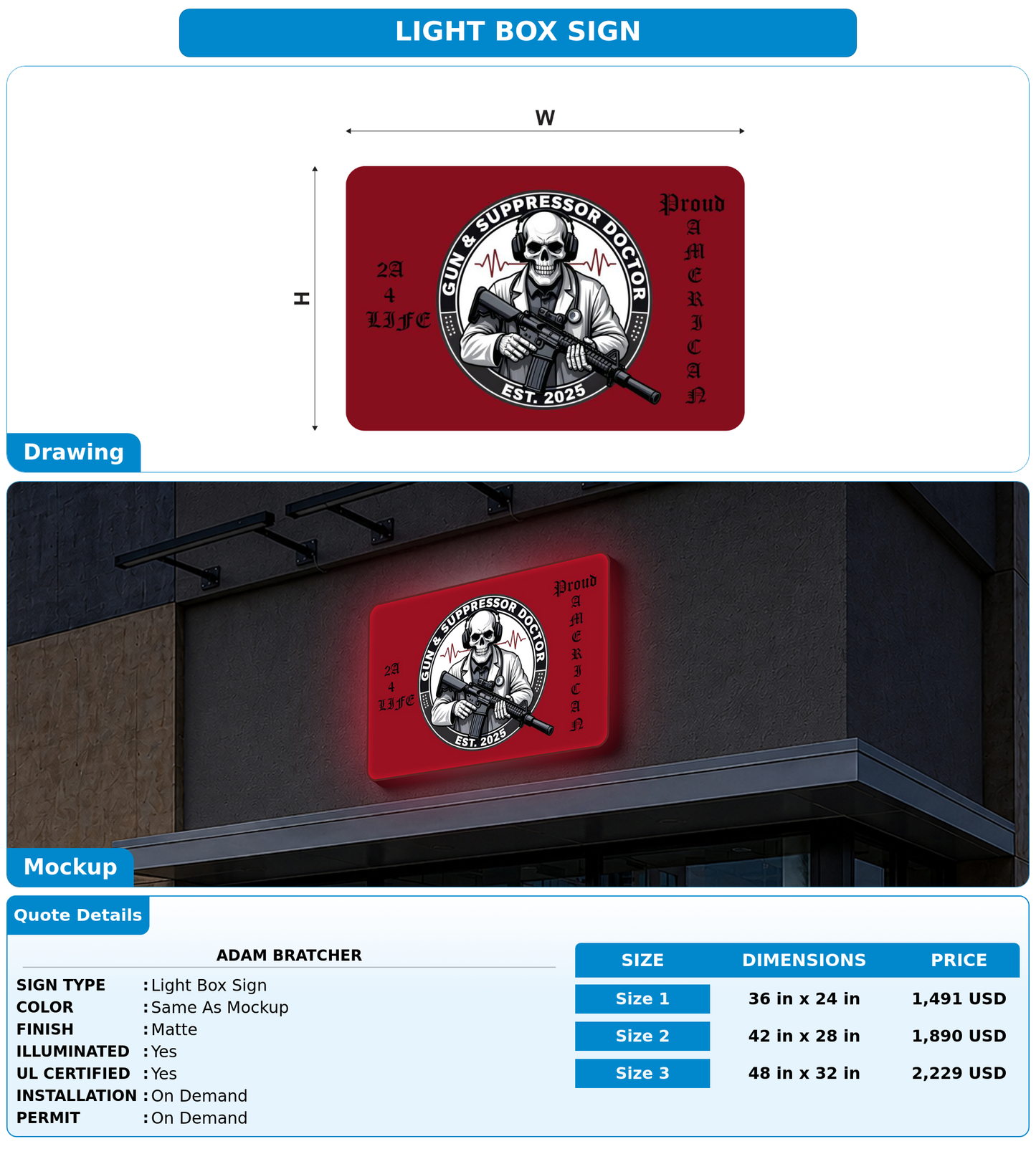 CUSTOM MOCKUP SIGN FOR Adam Bratcher