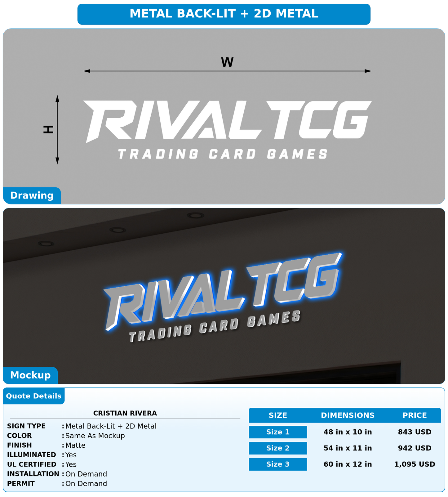 CUSTOM MOCKUP SIGN FOR Cristian Rivera