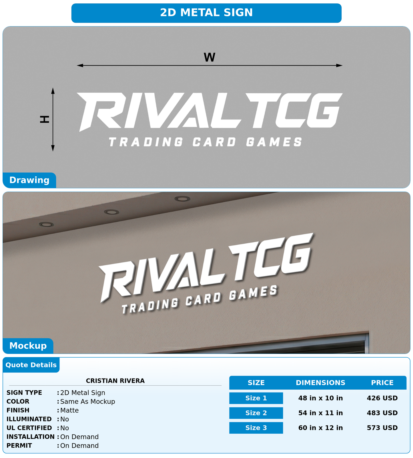 CUSTOM MOCKUP SIGN FOR Cristian Rivera