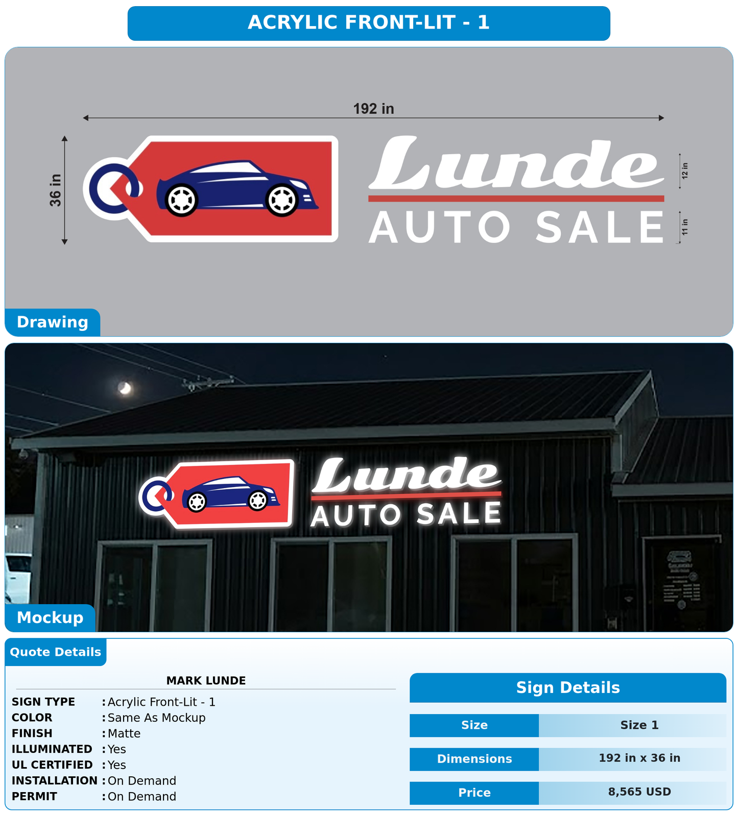 CUSTOM MOCKUP SIGN FOR Mark Lunde