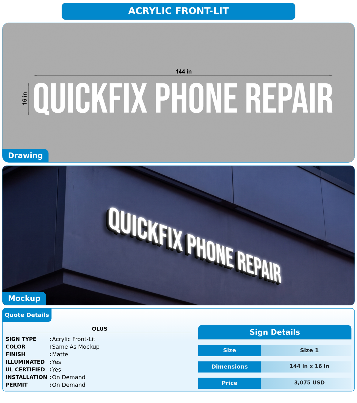 CUSTOM MOCKUP SIGN FOR Olus